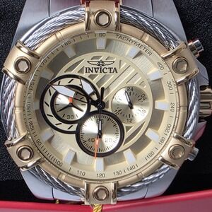 NEW Invicta Bolt Ace Men's Watch - 52mm, Gold, Steel‎ (49747) #0529